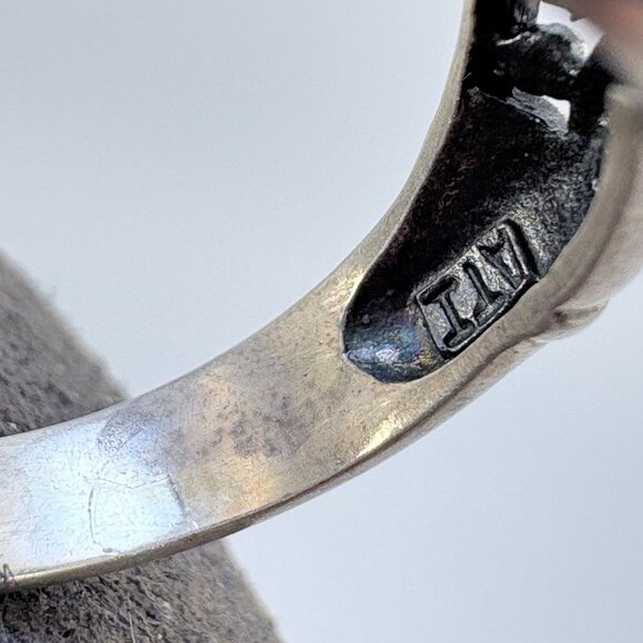 VTG Sterling Silver 925 Jade Cabochon Prong Set Statement Ring Size 7.75 - Picture 6 of 9